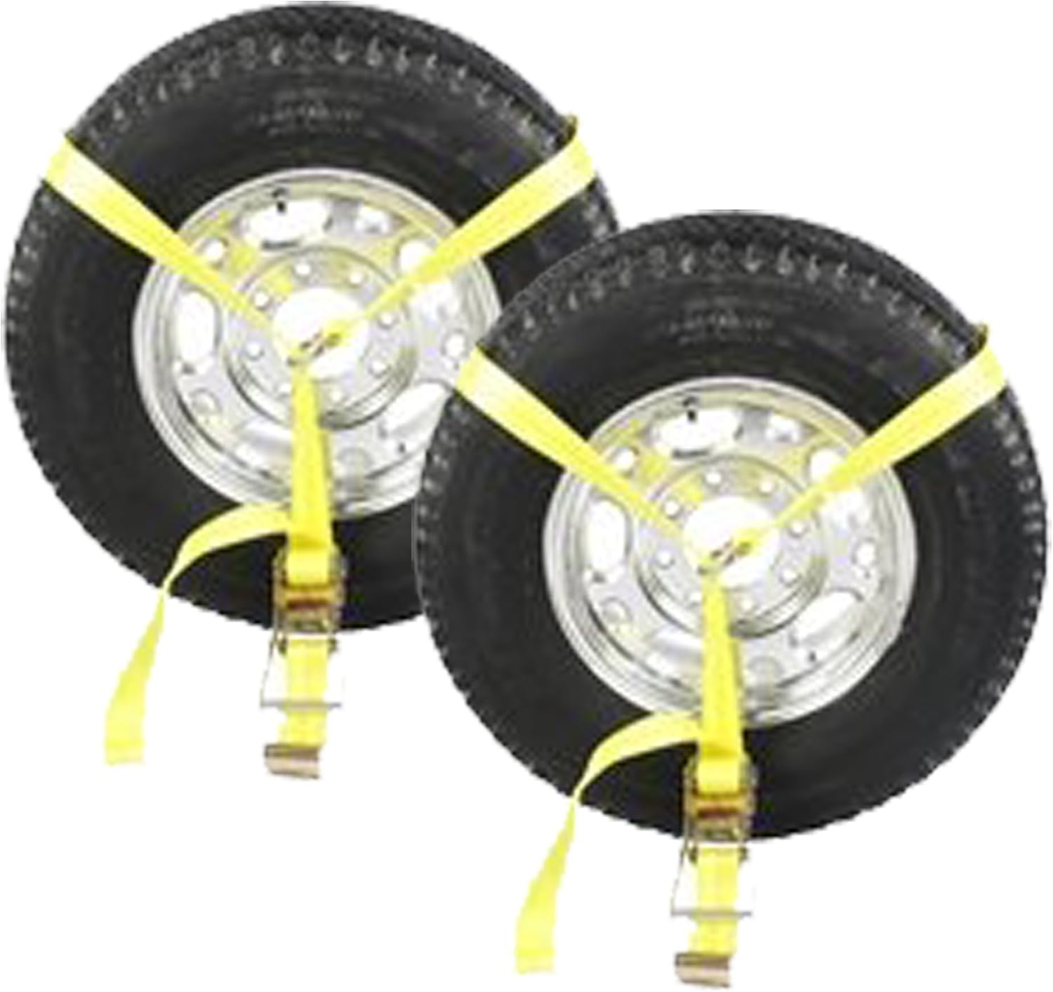 Yellow Car Dolly Strap with 2 Inch Top Strap and Flat Hook End Fitting