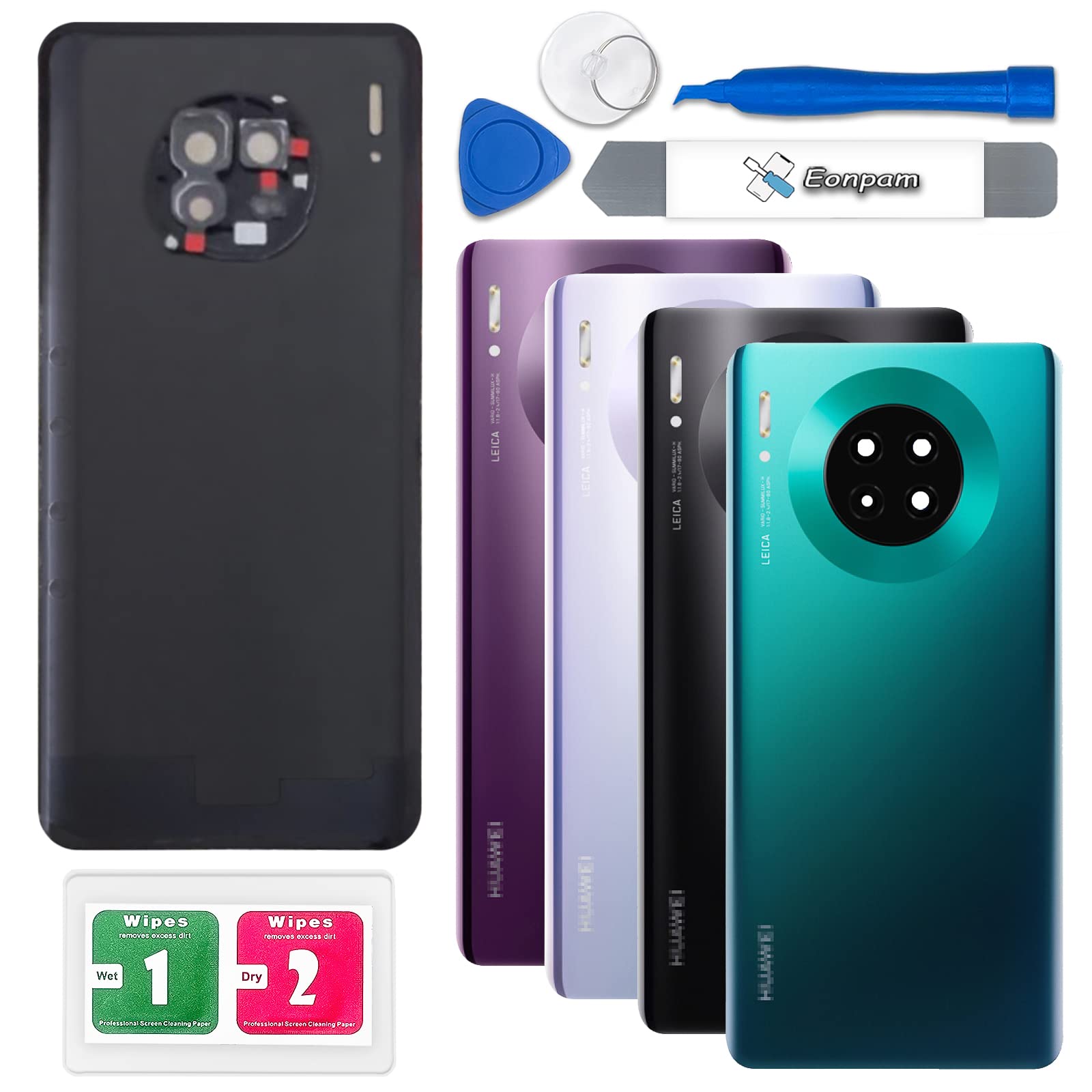 Eonpam Back Cover Glass for Huawei Mate 30 Rear Glass Replacement with Camera Lens + Repair Kit Genuine Rear Housing (Green)