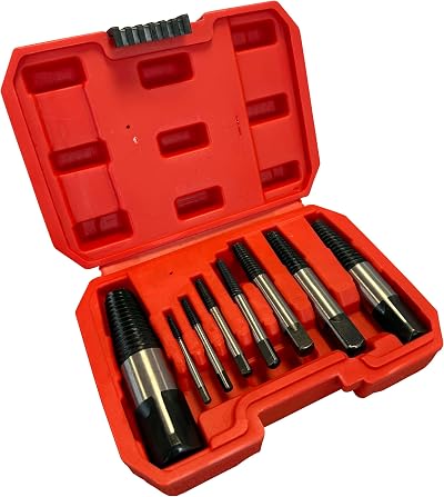 Hilka 12400008 Stud Screw Extractor Set 8 Piece Tool Steel Carry Case