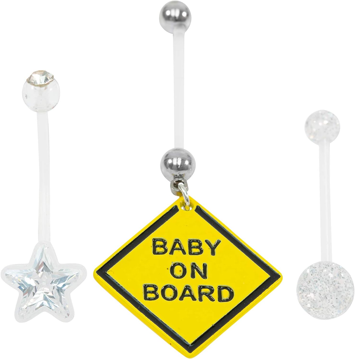 Pregnancy Maternity Belly Navel Bar plastic Flexible button ring PFTE (Clear BOB set) (3)
