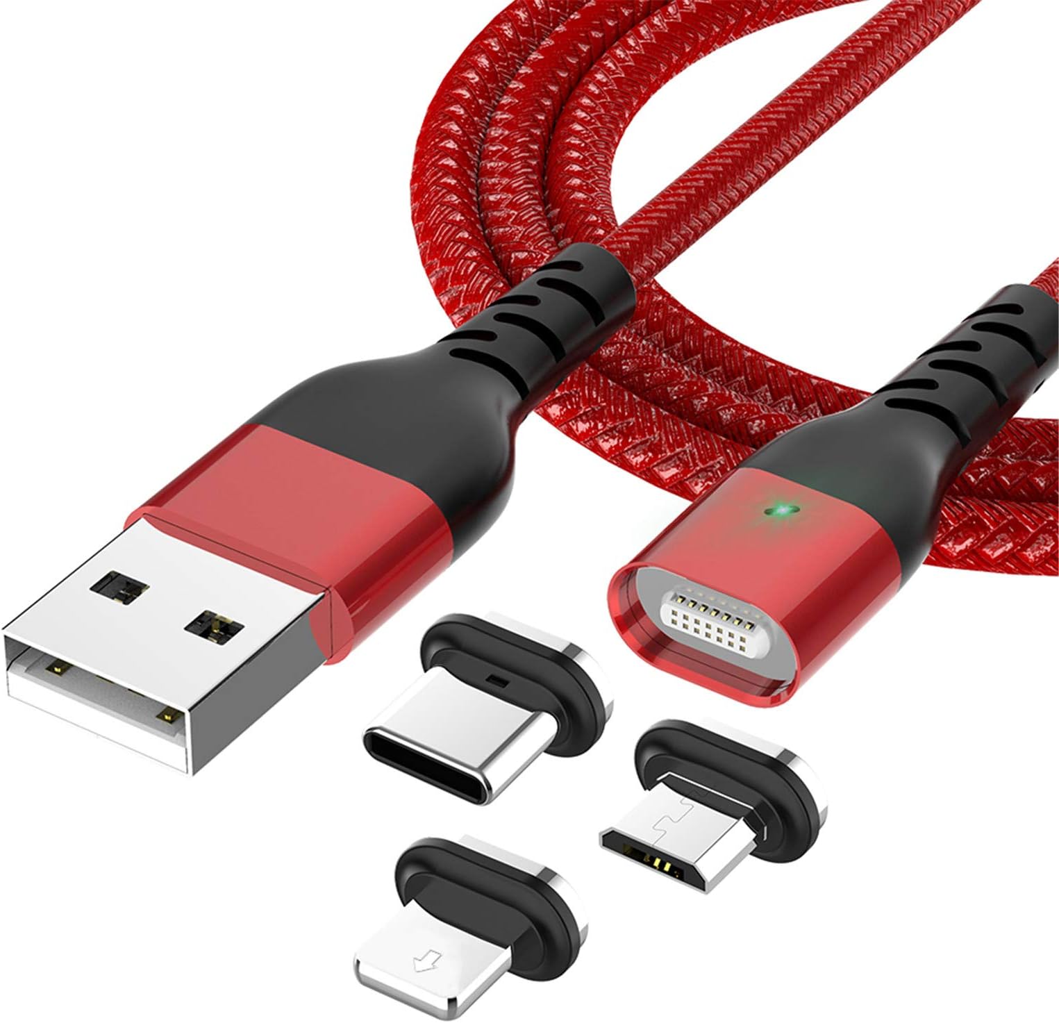 Magnetic Phone Charger Cable, Upgrade 3 in 1 Multi Cable Charging and Data Sync 3.3ft Nylon Braided Compatible with Samsung Galaxy S10 S9 S8,XR XS Max X 8 8 Plus,Android Micro Cable,USB Type C Cable