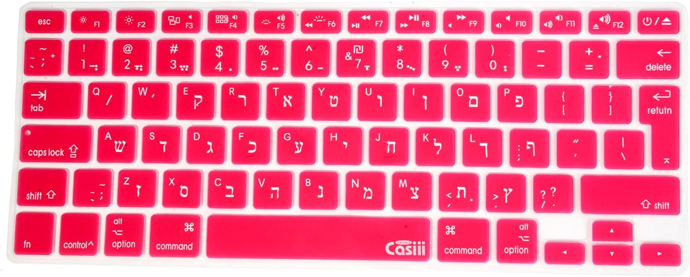 Casiii Arabic English Ultrathin Silicone MacBook Keyboard Cover for Macbook, Macbook Pro, Macbook Air, and iMac, 13, 15, and 17 Inch, With/Without Retina Display (Pink)