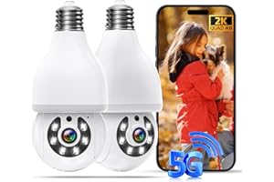 DYPCO Light Bulb Security Camera, 2K Light Bulb Camera Outdoor Wireless, 5G WiFi Lightbulb Cameras for Home Security, Human Detection Tracking & Alerts, Color Night Vision, 2-Way Talk, House Cam for Porch