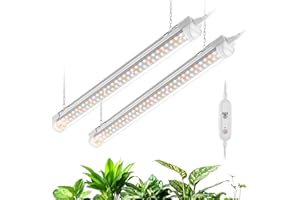 Bstrip T8 Grow Light, 1.4FT 36W (2 x 18W) Plant Lights for Indoor Growing with Timer, Full Spectrum with 660nm Red LEDs, 3467K, Ideal for Indoor Plants, Greenhouse, Seeding, Linkable Design, 2-Pack
