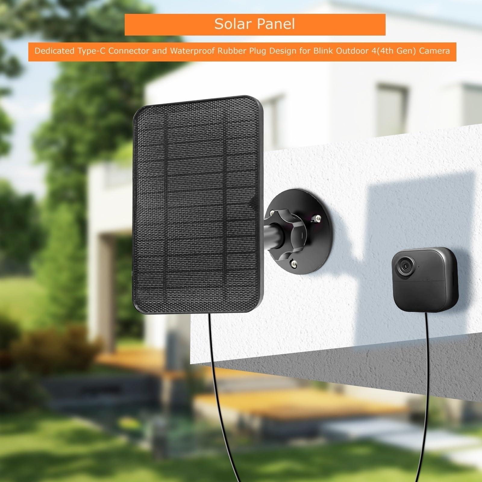Solar Panel for Blink Camera Outdoor,Outdoor Security Camera Solar Panel Compatible with Blink Outdoor 4(4th Gen),Waterproof Rubber Plug,13ft Cable,Adjustable Mount(Camera Not Included)(2 Pack)