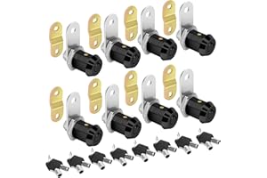 Sartatue Cam Locks RV Storage Lock Keyed Alike Black Finish,8 Pack 7/8" Cylinder for RV Compartment, Toolbox Trailer Replacement Set with 16 Keys(8, Black 7/8 Inch)