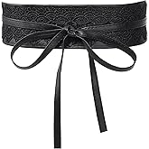 HIQUACC Lace-up Waist Belt Faux Leather Corset Belt Tie Wrap Bowknot Waistband for Women