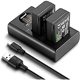 NEEWER Replacement Battery and Charger Set for EN-EL25, 2 Pack 1350mah Batteries and Dual Channel Type C USB Charger, Compati