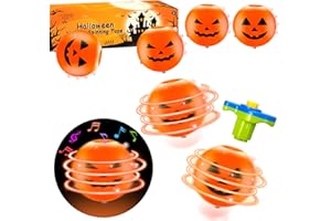 LEETOUS Halloween Basket Goodie Bag Stuffers Filler for Kids, 3 Pack Light Up Party Favors Spinning Top for Toddler Boys Girls, Halloween Spooky Trick or Treats Non Candy Toys Classroom Prizes Stuff Games