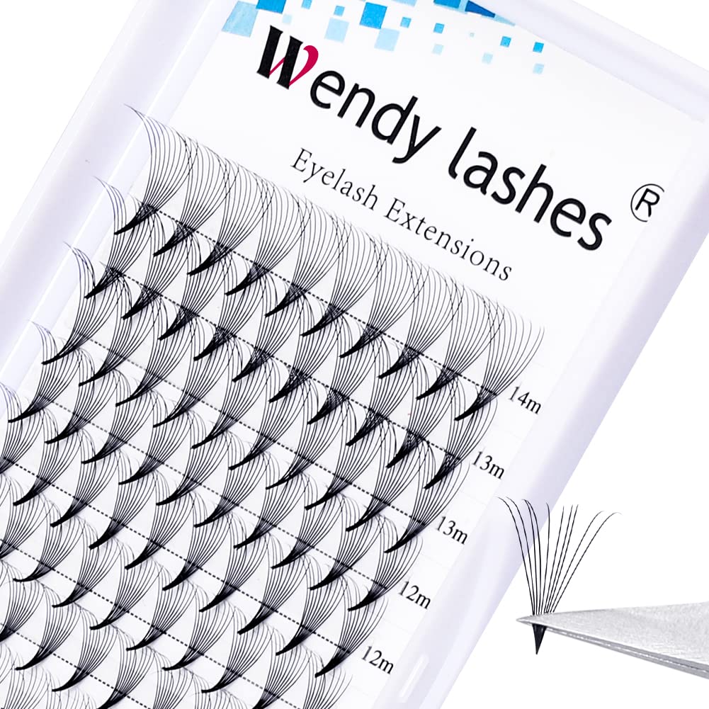 Pre Made Fan Eyelash Extensions 10D 0.07mm D Curl Mixed Length 8-14mm Premade Fans Eyelash Extension Middle Tap Premade Russian Volume Lashes Extensions(10d-0.07-d-mix8-14) — image 1