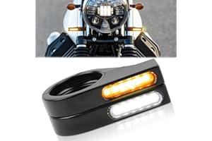 Rich Choices Motorcycle LED Turn Signal Light Indicators 40mm Front Fork Clamp Amber Lamp 12V Compatible with Honda Yamaha Harley Cruiser Bobber Chopper