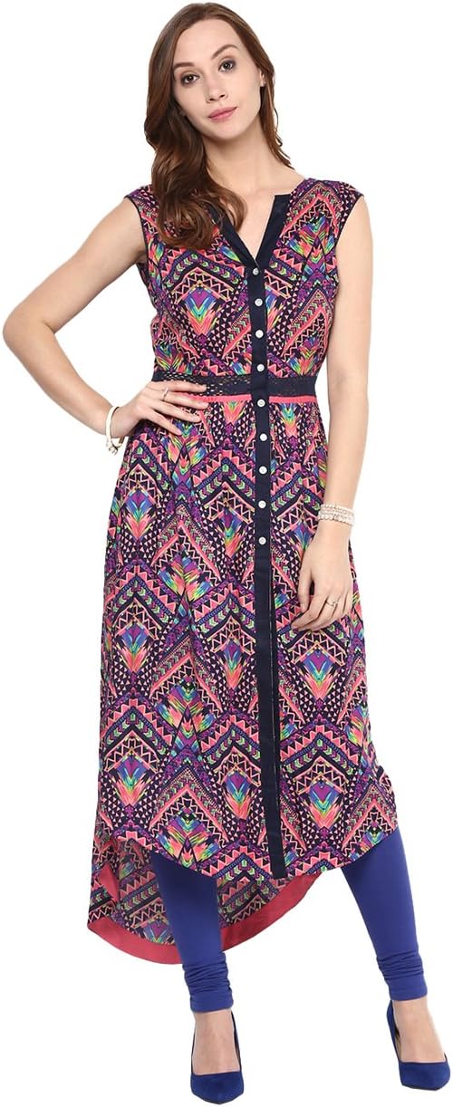 Yepme Tribal Print Premium Kurti - Purple & Multicolor