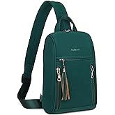 FADEON Sling Bag for Women, Crossbody Backpack with Tassels, Designer Leather Shoulder Chest Bags for Travel