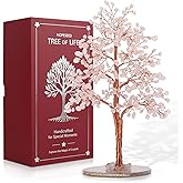 Hopeseed Rose Quartz Chakra Crystal Tree of Life Handmade Bonsai Healing Crystals Tree for Home, Desk, Living Room, Office Decor for Positive Energy, Good Luck Birthday Gift for Women, Mom, Men