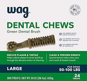 Amazon Brand-Wag Dental Dog Treats to Help Clean Teeth & Freshen Breath- Large