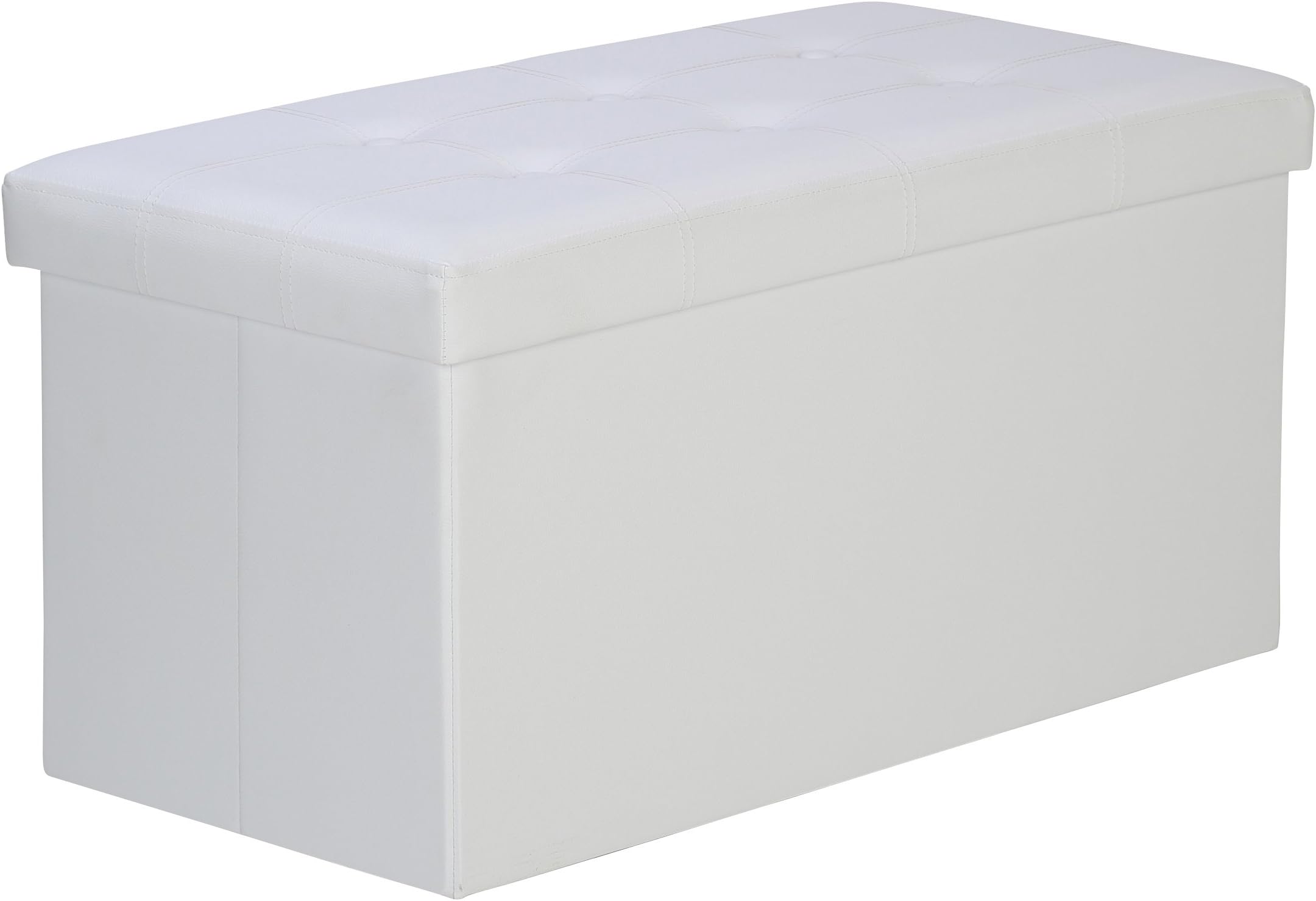 Levivo Foldable Padded Bench with Storage Box, Bench Box, Very Sturdy and Stable, Attractive and Simple Design, Padded Seat, Can Hold Up to 300 Kg, Approximately 77 X 38 X 38 cm, White
