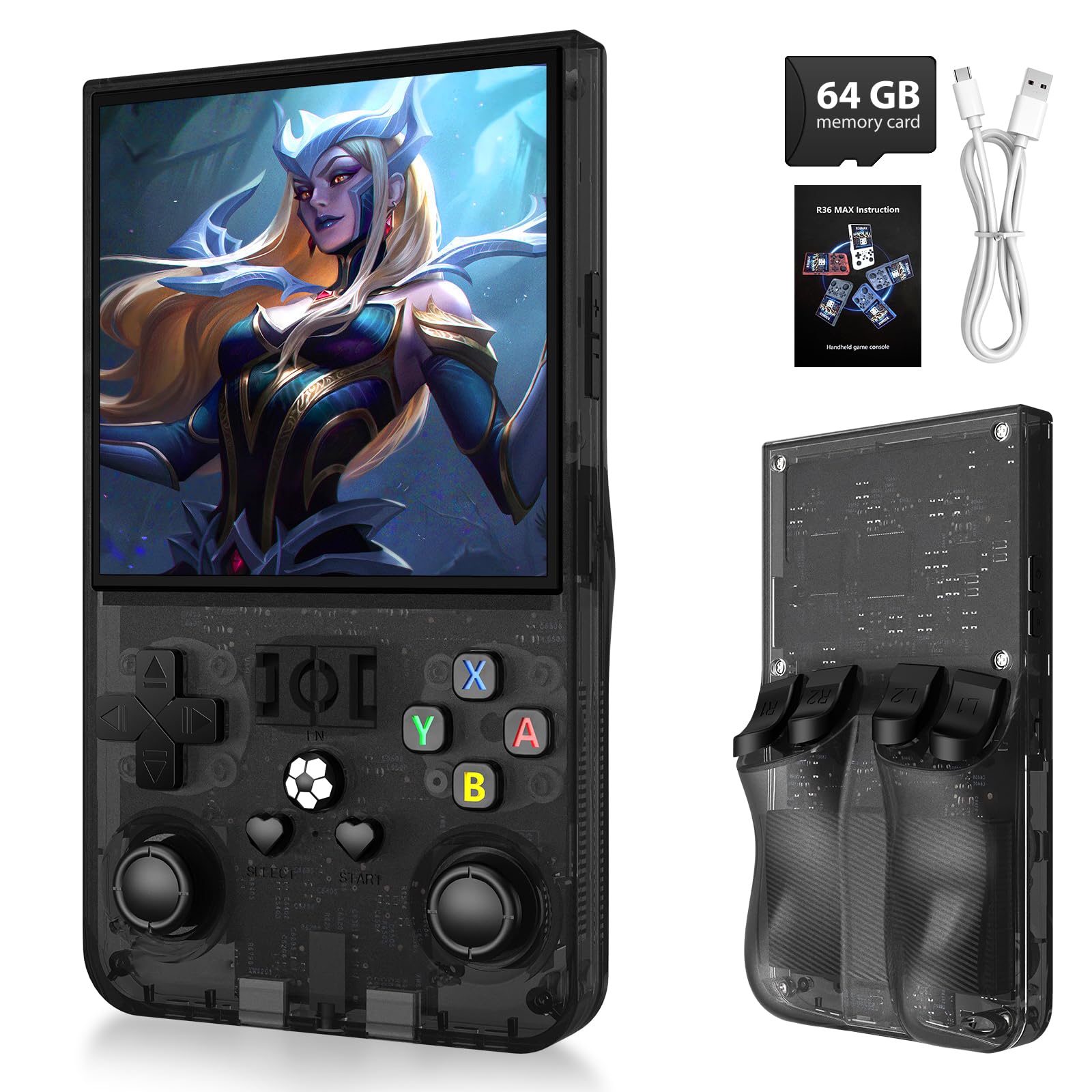 2026 New Upgrade R36MAX Retro Handheld Game Console with 128GB Built-in 18000+ Classic Games, Portable Video Gaming Console Linux System 4.0 Inch IPS Screen, 4000mAh Rechargeable Battery-Black — image 1