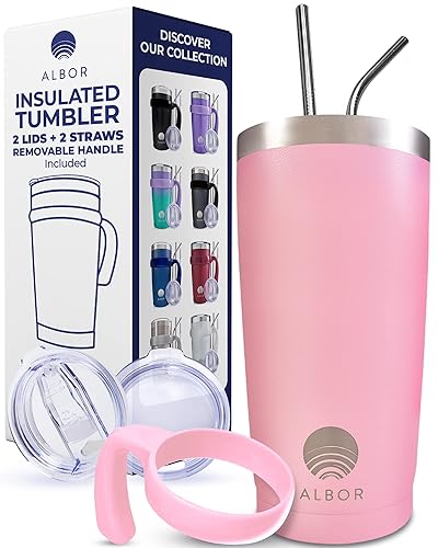 ALBOR 20 oz Insulated Coffee Tumbler With Lid and Straw, Insulated