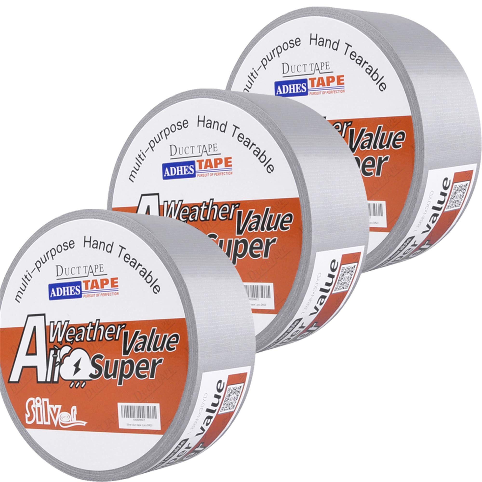 ADHES Heavy Duty Silver Duct Tape for Emergency Repairs and Home Office Use, 48mm x 28m