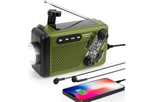 Hestiasko Emergency Weather Radio, Hand Crank Radio with AM/FM/SW Shortwave/Solar Charging/Hand Crank & 2500mAh Battery Opera