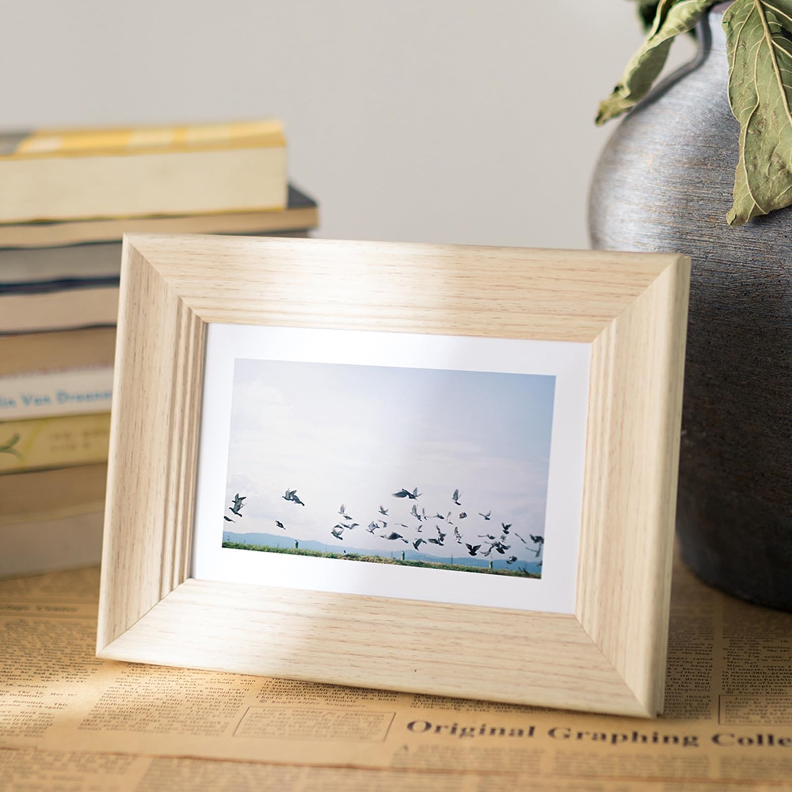 marysgift 8x10 Photo Frame Weathered Brown Wood Elegant Classic Pattern Picture Frame for Tabletop (Beige01,10")