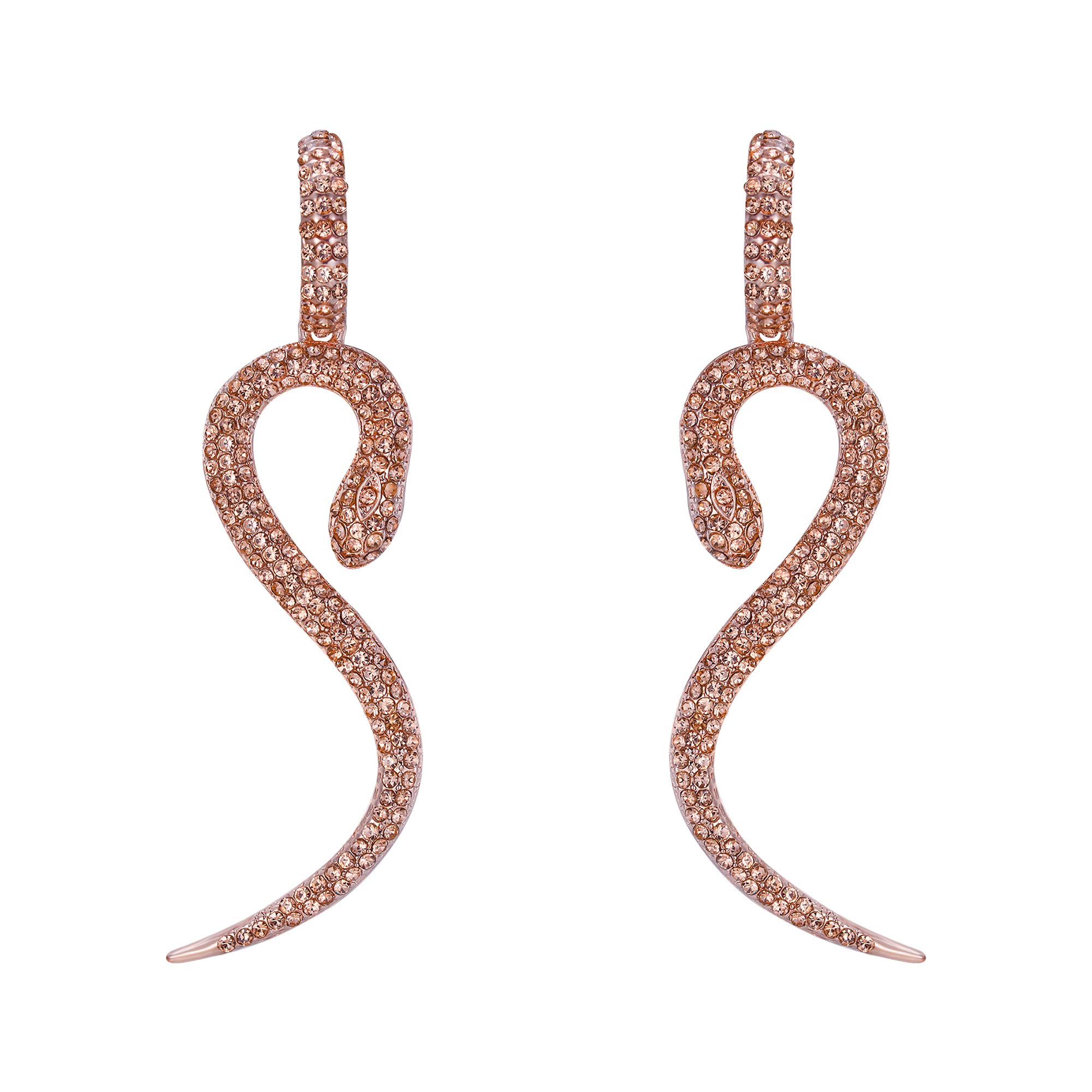 EVER FAITH Snake Earrings for Women, Halloween Earring Snakes Jewellery Serpent Earrings Snake Accessories Cosplay Jewellery Champagne Color