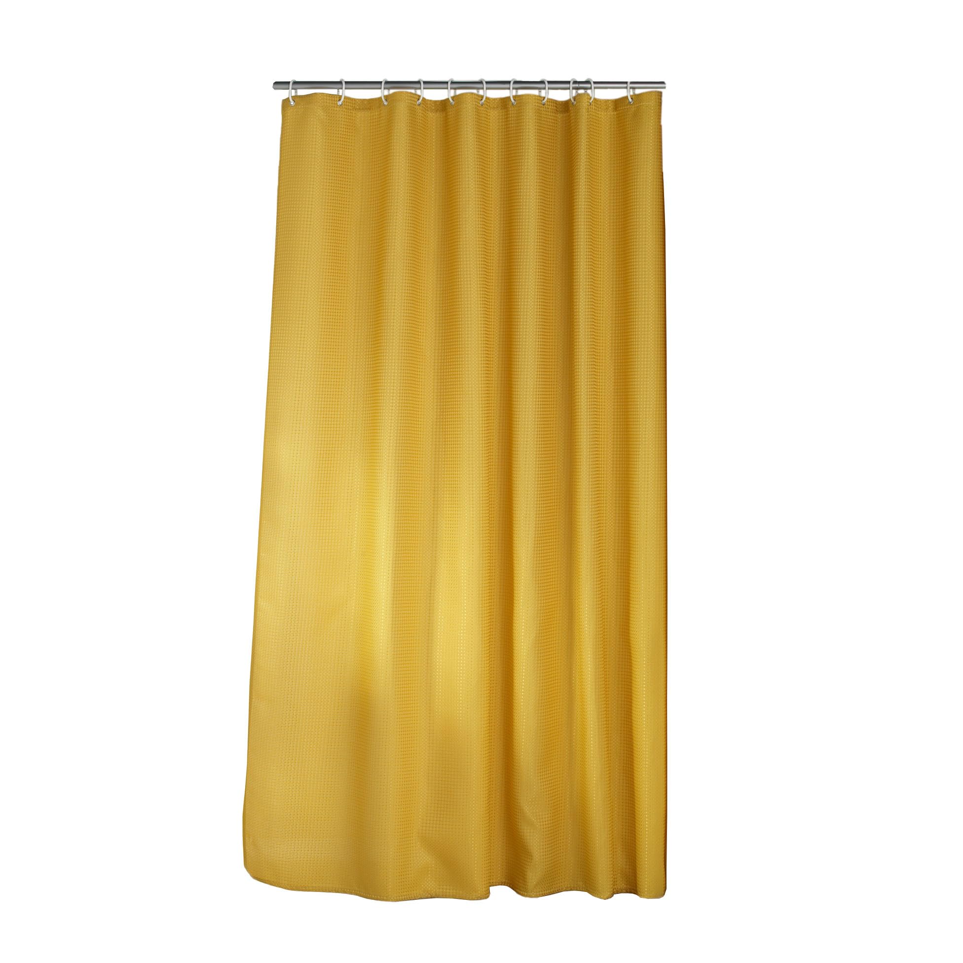 Douceur d'Intérieur, Ochre Jacquard Quartz Shower Curtain with Hooks 180 x 200 cm