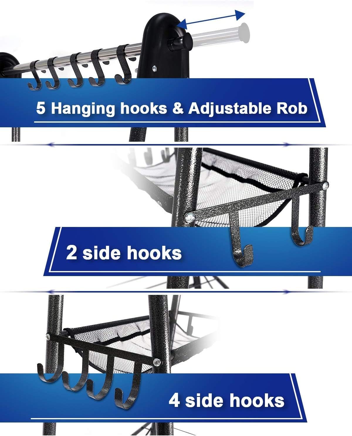 Mythinglogic Sports Equipment Garage Organizer, Rolling Ball Garage Storage, Sports Gear Storage for Kids, Adjustable Rob Sports Storage, Sports Organization with Hooks,Ball Equipment Racks: Sports & Outdoors