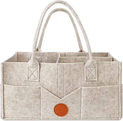 Maliton Nappy Caddy Newborn Essentials Diaper Organizer Khaki 15.3x9.3x7 in
