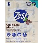 Zest Bar Soap - 8 Bars - Enriched With Cocoa Butter And Shea for Ultra Moisturizing Cleansing - Leaves Your Body Feeling Silky Smooth And Deeply Moisturized