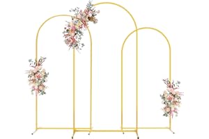 Rengue Gold Metal Arch Backdrop Stands for Wedding Birthday Party Garden Floral Balloon Graduation Ceremony Arch Decoration (7.2FT, 6.6FT, 6FT)