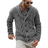 mens wool fisherman shawl collar cardigan sweater
