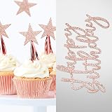 iZoeL Rose Gold Cake Topper 2 Sets Happy Birthday Banner Confetti Balloons view 5