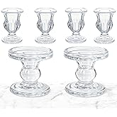 6 Pack Glass Candle Holders, Clear Candle Holder for Candlesticks, Bulk Candle Holders for Table Centerpiece for Wedding, Festival, Christmas, Party Decoration