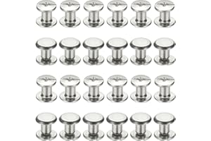 PATIKIL 24 Sets Chicago Screws, 3x4mm(DxH) Chicago Screws Phillips Binding Post Screw Bolts Leather Rivets Fasteners Connectors for Leather Belt Scrapbook Photo Albums, Silver