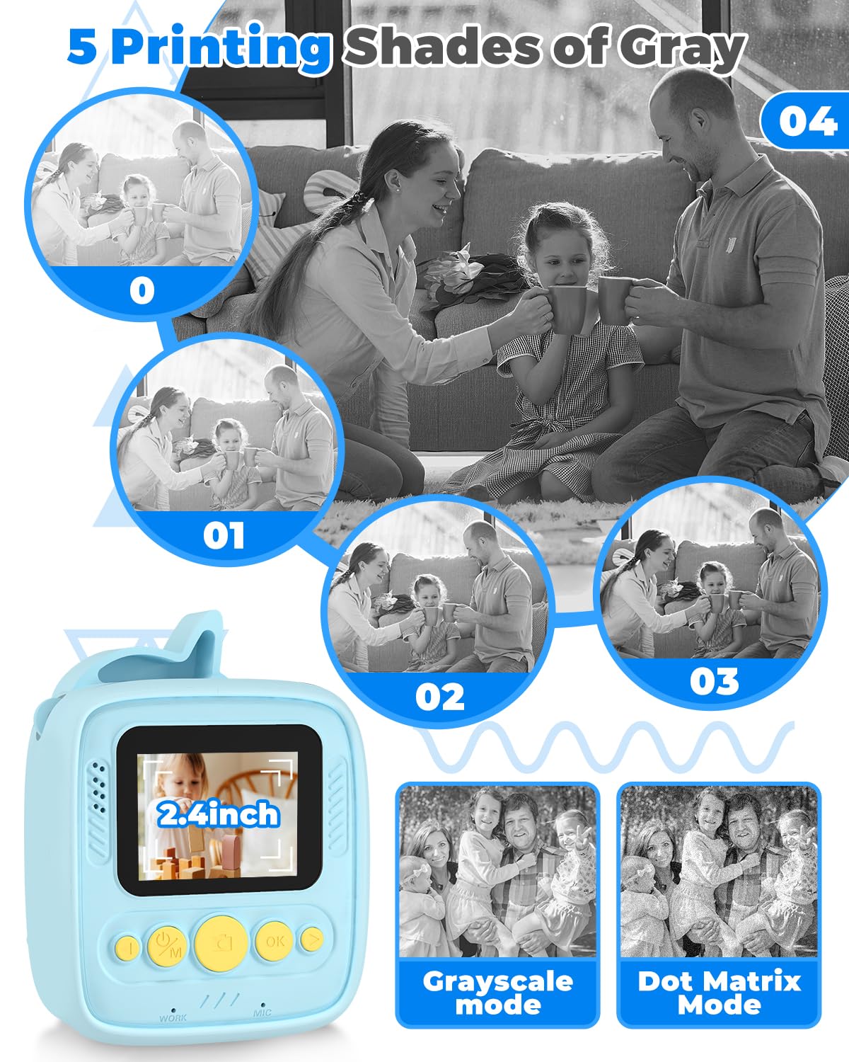 YTETCN Instant Print Camera for Kids 3-12 Years, Kids Camera with 32G SD Card & 300 Photos Paper, 48MP Photo 1080P Video, Christmas Birthday Gifts for Girls Boys Toddler