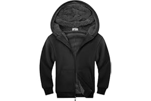 Ceoutdoor Fleece Jacket for Boys Sherpa Lined Hoodie Zip Up Sweatshirts Teenage Kids Winter Warm Coat Outwear, Size 6-15