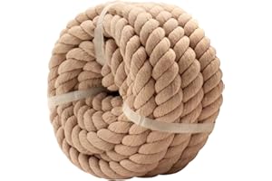 BONSINY Brown Cotton Rope 1 Inch x 10 Feet - Thick Nautical Rope for Crafts Swing Hanging DIY Projects Tug of War