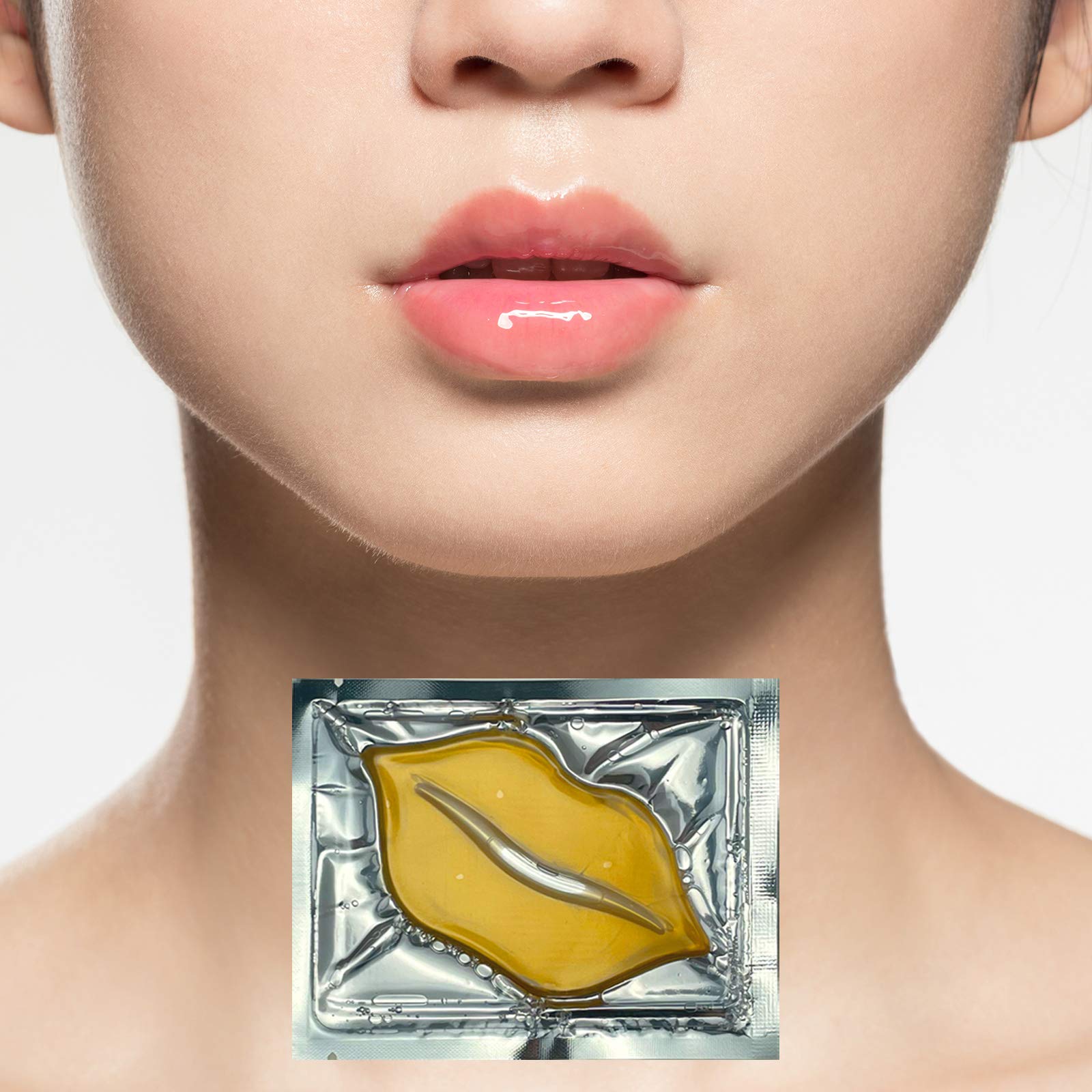 Jakuva Collagen Lip Mask, Gel Lip Care Lip Patches Great for Moisturizing, Nourishing & Firming Lip, Lip Sleeping Mask Lip Patches for Plumping Dry Chapped Lips, 30 PCS Golden