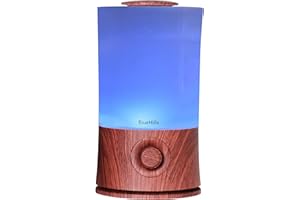 BlueHills Premium 2000 ML XL Essential Oil Diffuser Aromatherapy Humidifier for Large Room Home 40 Hour Run Huge Coverage Area 2 Liter Extra Large Capacity Diffuser High Mist Dark Wood Grain E003