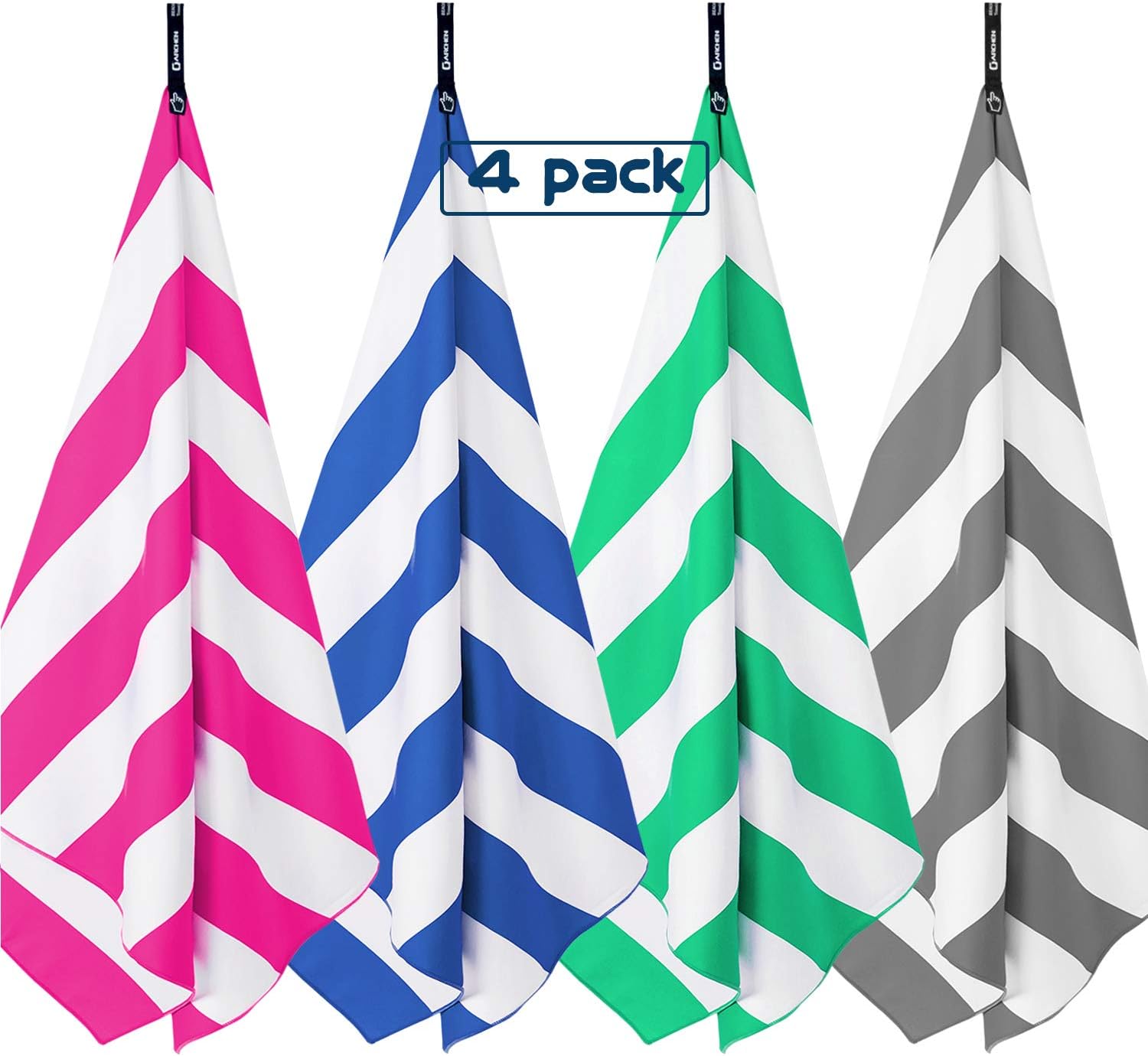 DARCHEN Microfiber Beach Towels Oversize Quick Dry Towel [1 or 4 Pack] - Travel Beach Towel for Swimming Pool, Sand Free Towel(Extra Large XL 70x35, Large 63x32) for Kids Adult, Compact Lightweight