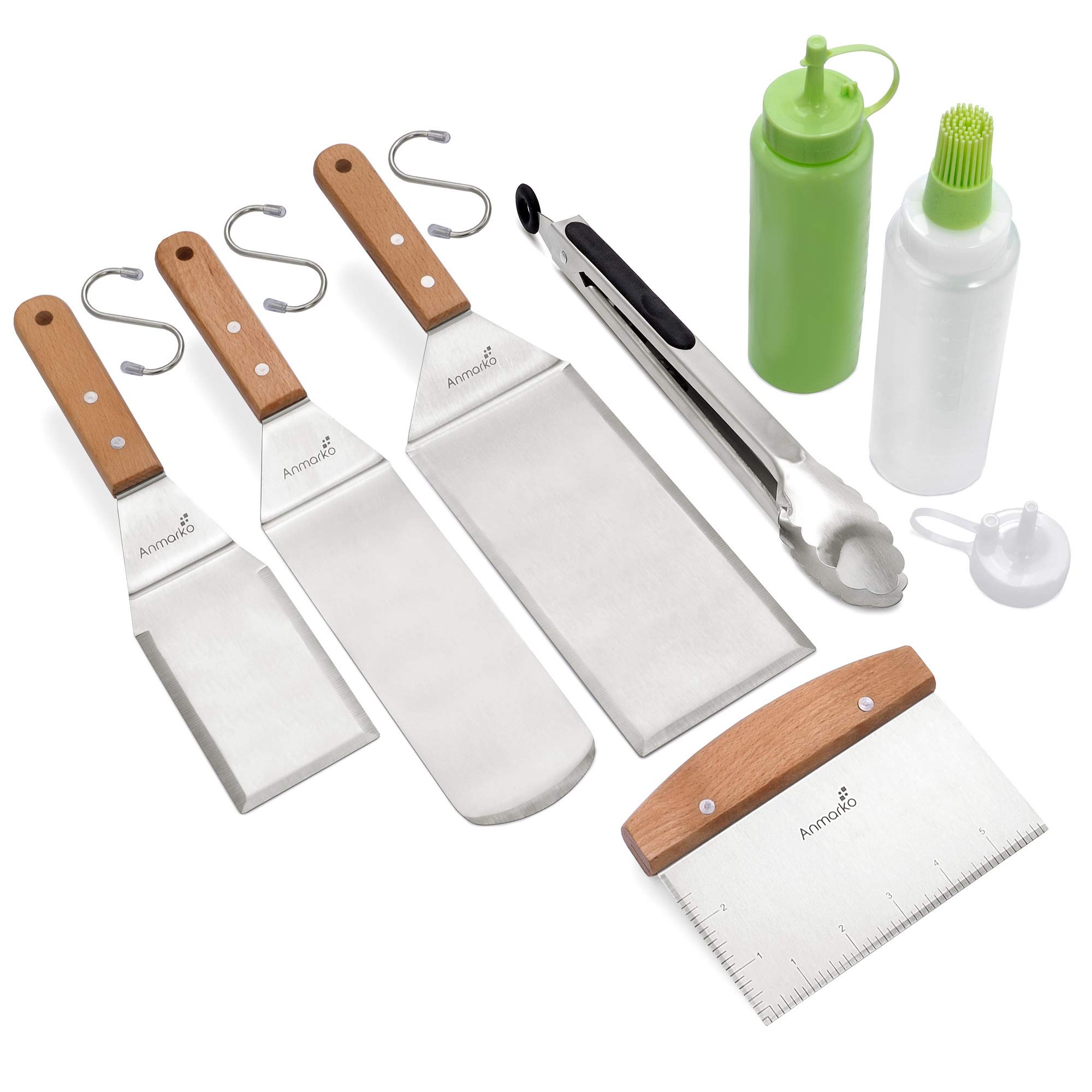 Metal Spatula Set - Griddle Accessories kit - Grill Flat Spatula Pancake Flipper Hamburger Turner - Metal Utensil Great for BBQ