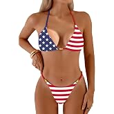 swimall Women's Thong Bikini Sets String Halter Two Piece Triangle Swimsuit Cute Brazilian Bathing Suit