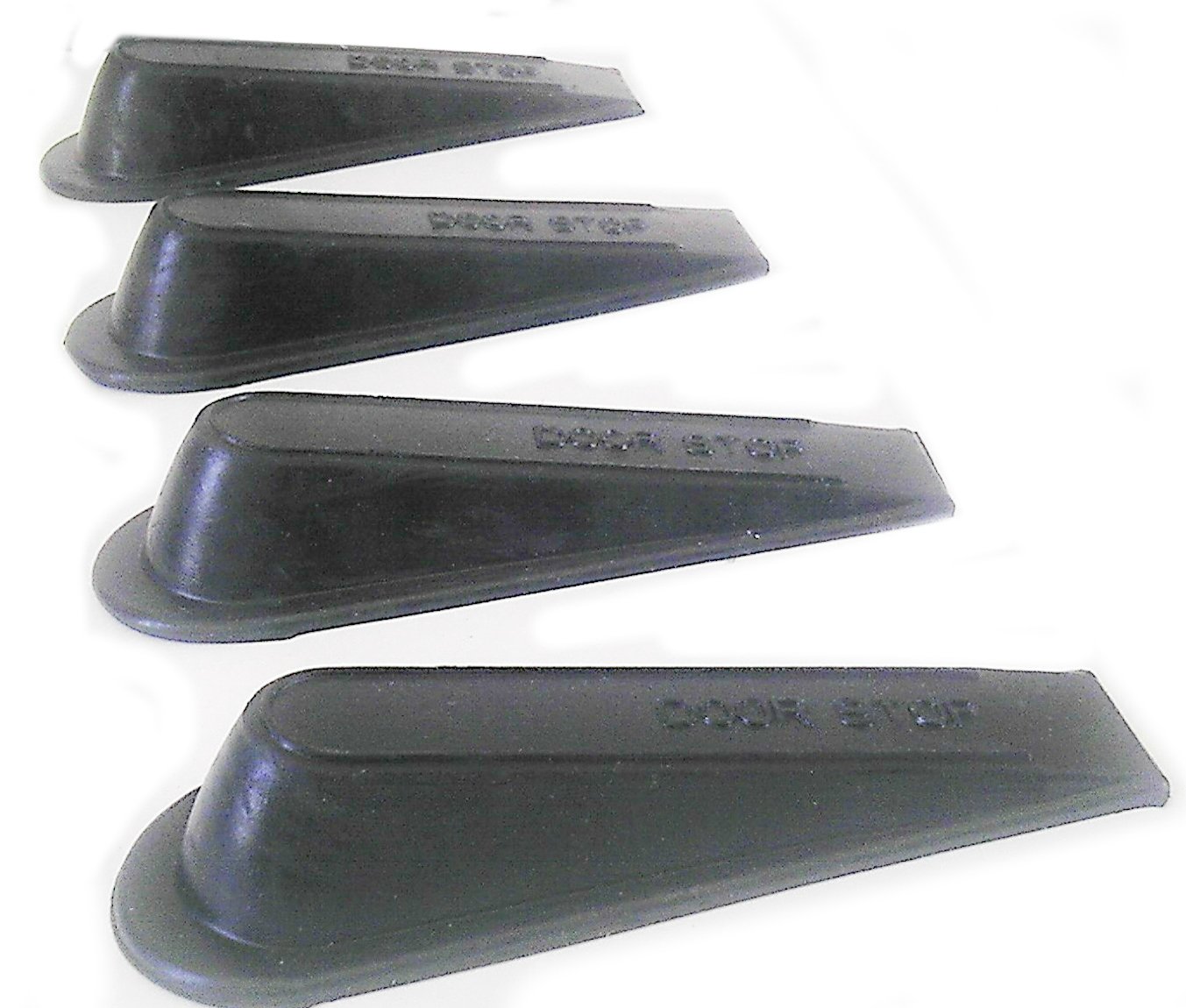 Door Stop Set, 4 PACK, 4.50 Inch Rubber Door Stoppers, Black, NonSlip