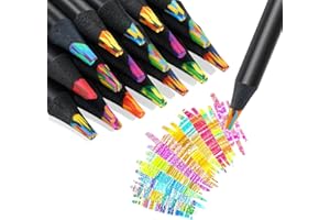 TINNIVI 12 Colors Rainbow Pencils for Kids Adults, Rainbow Colored Pencil Art Supplies for Girls Boys, Black Wooden Multi Colored Pencils Bulk for Coloring Drawing Sketching, Pre-sharpened