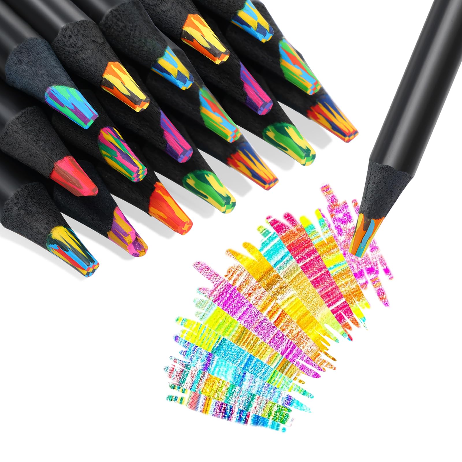 Photo 1 of TINNIVI 12 Colors Rainbow Pencils for Kids Adults, 24 Pack Rainbow Colored Pencil Art Supplies for Girls Boys, Black Wooden Multi Colored Pencils Bulk for Coloring Drawing Sketching, Pre-sharpened