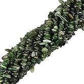 HAAMIIQII 5-8mm Natural Green Canada Jade Chips Beads Irregular Genuine Real Freeform Chip Stone Loose Gemstone Beads Energy Healing Crystal for Jewelry Making Strand 32 Inch
