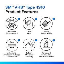 3M VHB Tape 4910, 0.25 in width x 5 yd length