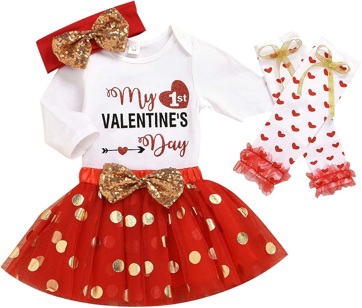 Buy Newborn Baby Girls Valentine’s Day Outfit Letter Print Bodysuit