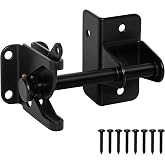 KINJOUZ Self Locking Gate Latch for Wooden Fence, Automatic Gravity Latch | For Wood Metal Gate, Heavy Duty Gate Hardware Door Lock for Outdoor Pool, Garden Shed, Black